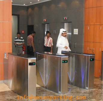 Hidden gate turnstile for luxury office buildings